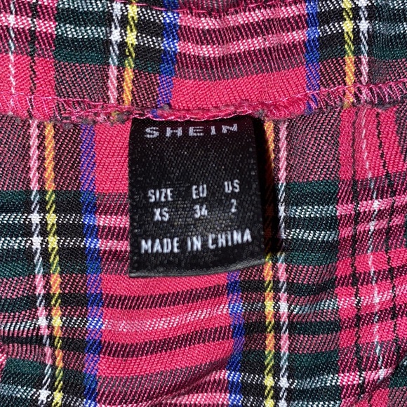 shein pink plaid skater skirt - Picture 3 of 5